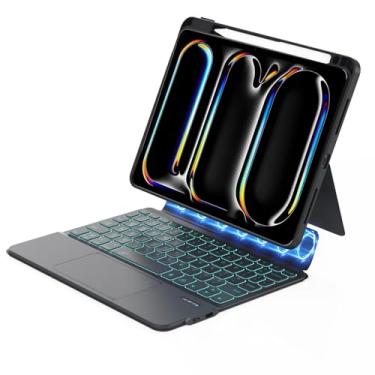 Imagem de ZENLU Capa Para Ipad Pro 11" 2024 Com Teclado Removível, Resistente Retroiluminação Em 7 Cores, Trackpad Multitoque, Porta-Lápis, Suporte Vertical M4 (Preto)