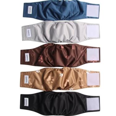 Imagem de vecomfy Faixas de barriga vecomfy para cães machos (pacote com 5), fraldas laváveis ​​e reutilizáveis ​​para cães pequenos, envoltório de barriga para filhotes masculino à prova de vazamento