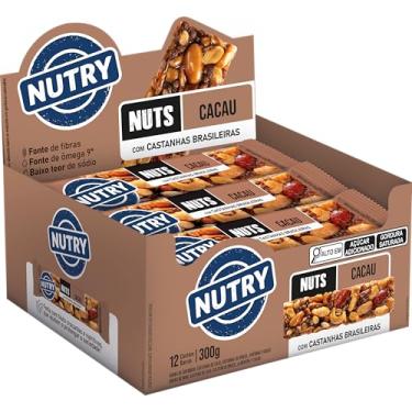 Imagem de Nutry Barra de Castanhas Nuts Cacau 25g - Display Com 12 Unidades - Com Castanhas Brasileiras, Amêndoas e Chocolate