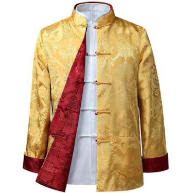 Imagem de Roupas Chinesas Tang Suit Truly Ambos Os Lados Casaco Jacet Manga Comprida Artes Marciais Ung Fu Camisas Tang Suit Trajes Nacionais, Red and Black, 3XL