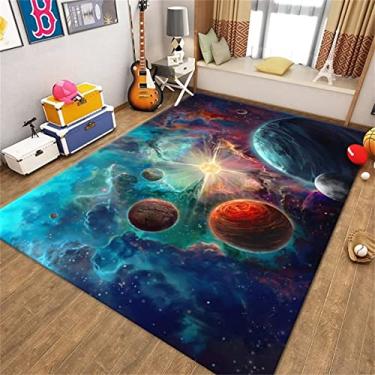 Imagem de Tapetes de área espacial galáxia 3D para quarto de crianças 1,2 x 1,2 m planeta nebulosa estampados tapetes para quarto sala de estar decoração de casa céu estrelado