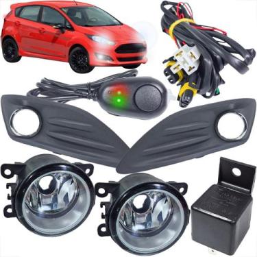 Imagem de Kit farol de milha neblina ford new fiesta 2013 à 2016 moldura aro cro