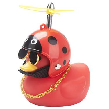 Imagem de wonuu Decoração De Carro Pato Borracha, Enfeites Para Painel, Óculos Legais Com Capacete Hélice (R-Beatle-Red)