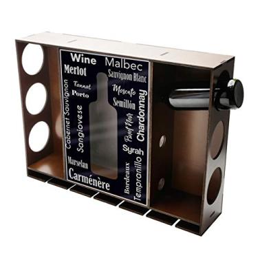 Imagem de Adega de Madeira para 6 Garrafas e 6 Taças Andreossi Woodart