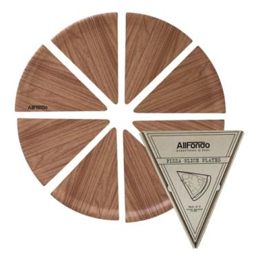 Imagem de Pratos fatiados de pizza – Conjunto de 8 | Conjunto de louça de melamina | Livre de BPA, durável e seguro para lava-louças | Embalagem divertida de presente de pizza – Estilo elegante para pizza e