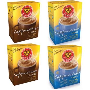 Imagem de Kit Cappuccino Classic + Light 3 Corações - 40 Sachê - 3 Coracoes