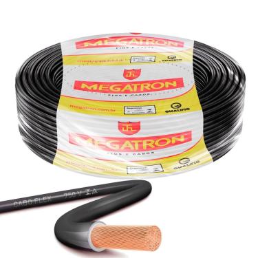 Imagem de Rolo de Cabo Flexível 100 Metros, Fio Elétrico Megatron 6MM 750V - Preto