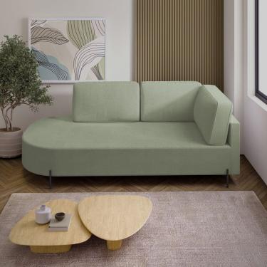 Imagem de Sofá Living Orgânico 2 Lugares 165cm Base de Ferro Braço Direito Norten Verde