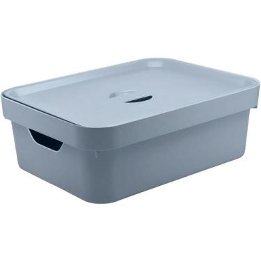 Imagem de Caixa Plastica Multiuso Organizadora 10,5L Ou Cube Cinza, M, Azul