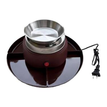 Imagem de KiBcsLic Máquina elétrica de fazer smores, torrador de marshmallow, conjunto de panelas elétricas para fondue 2 em 1 com garfos para mesa de aniversário e, Marrom Avermelhado