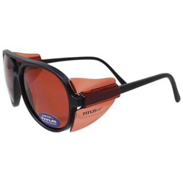 Imagem de TITUS Óculos de sol G35 Retro Aviator Z87, proteção para os olhos com proteção lateral para motocicleta, óculos de segurança aprovados DOT ANSI CE (vermelhão)