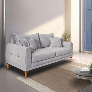 Imagem de Sofá Living 3 Lugares Bouclê 1.80m Pés Em Madeira Bz Home - Bz Home De