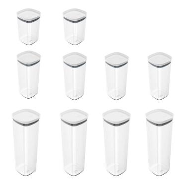 Imagem de Kit 10 Potes Herméticos Porta Mantimentos Alimentos Tampa