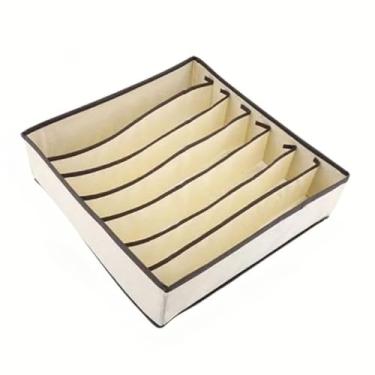 Imagem de Organizador de Calcinha e Roupas Íntimas - Gaveteiro Dobrável para Sutiãs, Meias e Cuecas,Ideal para Organização de Quarto ou Viagem(Unidade 7 Divisórias Bege)