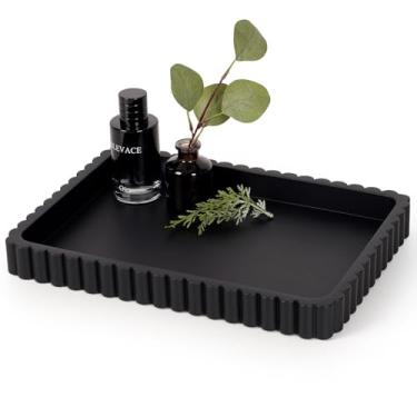 Imagem de Cathyeen Bandeja decorativa de concreto para decoração de mesa de café, bandeja de mesa de centro de 35,5 cm, bandeja de centro de mesa, bandejas decorativas retangulares modernas para decoração de