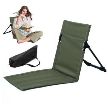 Imagem de Cadeira de praia portátil, cadeira de praia dobrável, respirável, estável, portátil com enchimento de esponja e bolso de malha para pesca, churrascos, caminhadas (verde-oliva), lounge