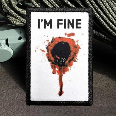 Imagem de Patch I'm Fine Bullet Hole, adesivos de gancho e laço, apliques de remendo de moral militar tático engraçado para mochilas, chapéus de caminhoneiro, lancheiras, coletes, jaquetas