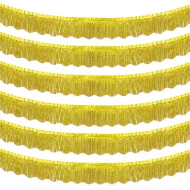 Imagem de LOLStar Pacote Com 6 Decorações Para Festa Franjas Douradas, Serpentinas De Enfeites 18 Metros, Faixas Parede Douradas Brilhantes Casamento, Aniversário, Natal, Ano Novo, Decoração