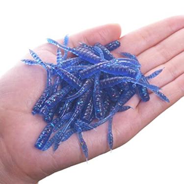 Imagem de ZZTWER Isca macia de minhoca vermelha com cheiro de 50 peças, isca de pesca realista com simulação realista de 45 mm iscas artificiais de silicone com sabor de camarão