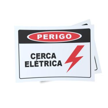 Imagem de Kit 3 Placas sinalização 15x21cm EM PVC PL(134) - Tema: Cerca Elétrica