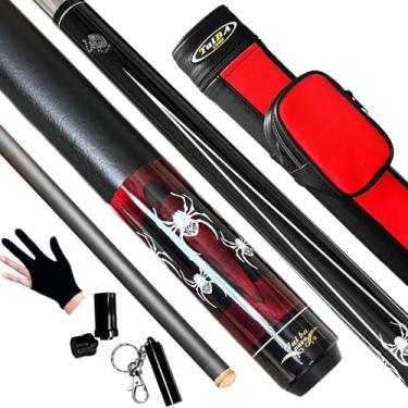 Imagem de Tai ba cues Bastão de sinuca de 2 peças com haste preta, ponta de couro multicamada de 13 mm, 147 cm, bastão profissional de taco de bilhar de bordo canadense de madeira 18, 19, 20, 595 g