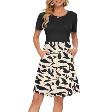 Imagem de Vestido feminino AUSELILY de manga curta de verão com bolsos