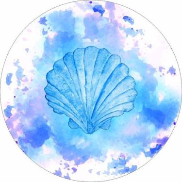 Imagem de Painel de Lona Redondo Fundo Do Mar Concha Aquarela - Fabrika De Festa