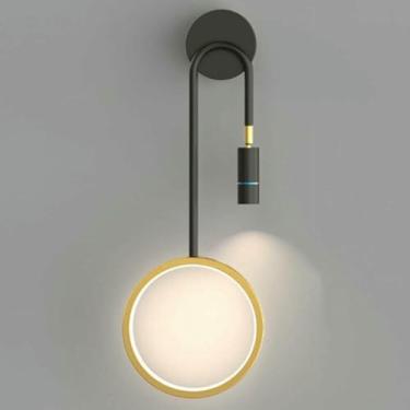 Imagem de WLHAZMWY Lâmpada de parede com holofote giratório arandela de parede acrílico moderno 3 cores temperatura luz metal lâmpadas com fio para sala de estar no quarto (esquerda)