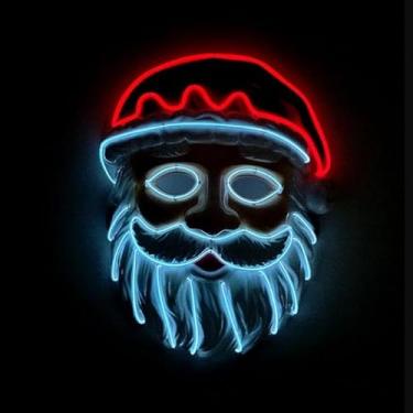Imagem de SHANJIA Máscara de Halloween, máscara iluminada, crânio assustador com iluminação LED para festival de Halloween, cosplay, baile de máscaras, festa de carnaval (estilo 4)