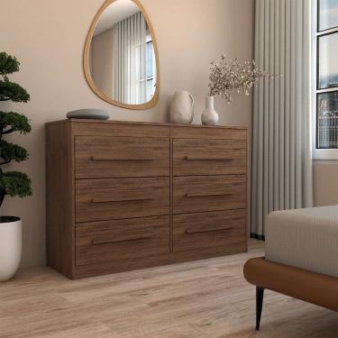 Imagem de Cômoda Europa 6 Gavetas 100% Mdf Castanho - Panorama Móveis