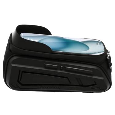 Imagem de Capa para celular de EVA para bicicleta, impermeável, com moldura frontal de TPU, sensível ao toque, bolsa de moldura de telefone com zíper duplo (preto)