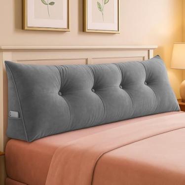 Imagem de Almofada para Cabeceira Mel Travesseiro com Encosto e Apoio para Lombar com Porta Celular, Leitura, Descanso(Cinza Escuro,0,90)