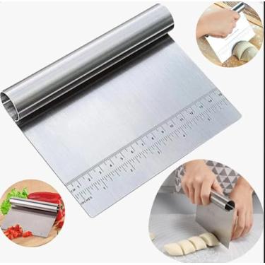 Imagem de Espátula Para Massas Com Régua 15CM Chocolate Leguminosas Aço Inox Confeiteiro Alisador Bolo
