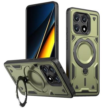Imagem de SORAKA Capa para Xiaomi Poco X6 Pro com suporte,compatível com MagSafe,Capa para Xiaomi Poco X6 Pro com chapa de ferro Capa resistente que absorve choques Proteção contra quedas de nível militar