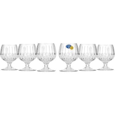 Imagem de Copos de bebida elegantes e modernos com haste curva de cristal de corte russo para festas e eventos - 142 g, conjunto de 6, taça de vinho branco, 150 ml