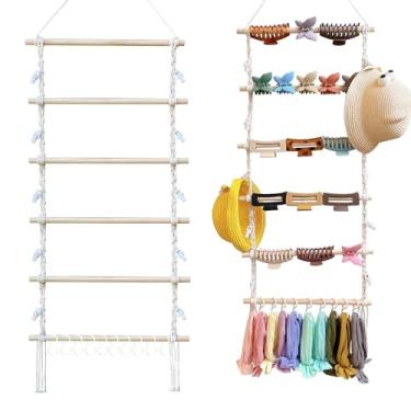 Imagem de Suporte de faixa de cabeça, organizador de laços de cabelo para meninas, suporte de arco de grande capacidade, acessórios de cabelo, organizador de pendurar na parede para decoração de quarto de bebê