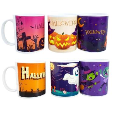 Imagem de Kit 6 Caneca de Halloween Copo Dia das Bruxas Festa 350ml - MultiA