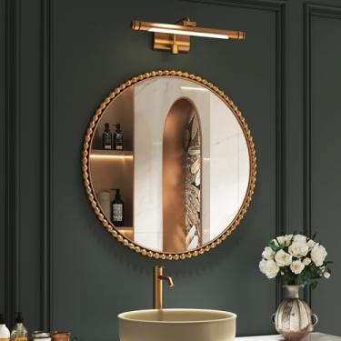 Imagem de Espelho de parede redondo - 79 cm moldura de contas de metal com detalhes decorativos, decoração de parede suspensa para banheiro, quarto, sala de estar, entrada, ouro antigo