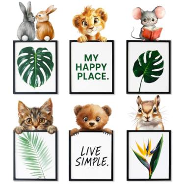 Imagem de beinkmake 2 peças de decalque de parede de animal cortado 6 padrões leão pequeno urso coelho rato conjunto de adesivos de parede para quarto de bebê Deor 30 x 90 cm