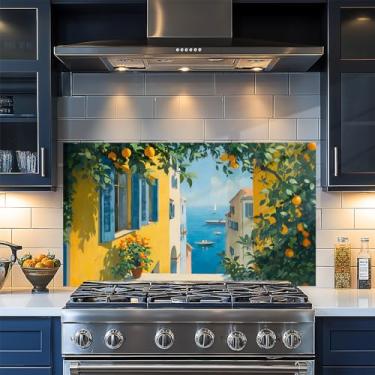 Imagem de Papel de parede de cozinha autoadesivo à prova de óleo à prova d'água Backsplash filme protetor de parede papel removível para armário 76 x 16 polegadas