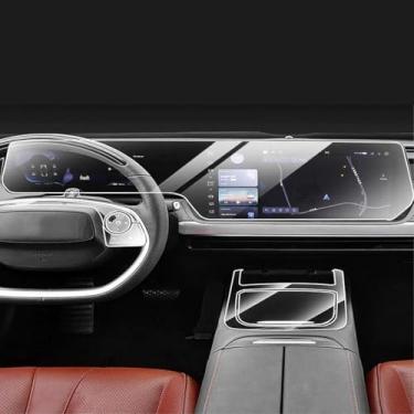 Imagem de XIUXIYING Acessórios de carro Película protetora transparente TPU adesivo interior console central filme navegador para Xpeng P7