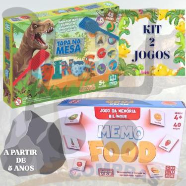 Imagem de Kit 2 Jogo Da Memoria Infantil Bilingue Memofood Madeira E Tapa Certo 