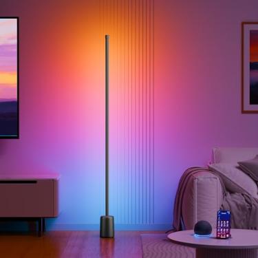 Imagem de Ailofy Candeeiro de canto, lâmpada de canto RGBW de 1500 lm funciona com Alexa e Google Assistant, 16 milhões de cores DIY, sincroniza com música, controle de aplicativos, luminária de chão de LED