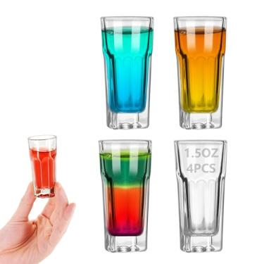 Imagem de eispap 4 peças de copos de shot de 42,5 g com base pesada, copos pequenos para bebidas alcoólicas e espirituosas, copos duráveis de barra de tequila para bebidas alcoólicas e espresso, conjunto de