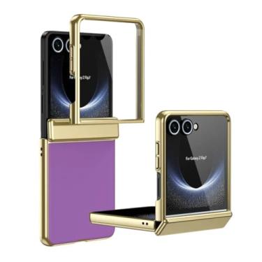 Imagem de Capa fina galvanizada para Galaxy Z Flip6 com protetor de tela e proteção de dobradiça integrados (para Galaxy Z Flip6/roxo)