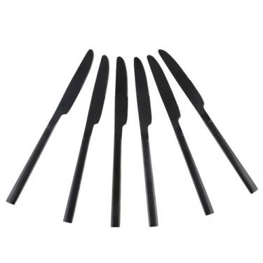 Imagem de Conjunto com 06 Facas de Mesa Minimal em Aço Inox Preto 22,4cm - Dolce