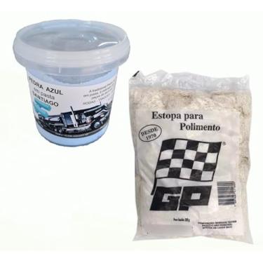 Imagem de Pedra Azul Em Pasta P/Polimento (500gr) Estopa Branca 200gr