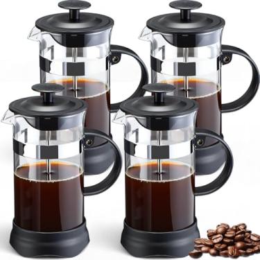 Imagem de LemonRoad Pacote com 4 cafeteiras francesas prensa de café de vidro borossilicato de 355 ml, máquina de chá de aço inoxidável resistente ao calor para viagens, acampamento, cozinha, presentes, inclui