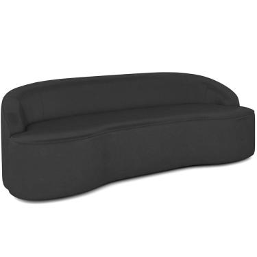 Imagem de Sofá 3 Lugares Curvo Sala de Estar Living Lótus D02 Corino Preto 180 cm C-05 - Lyam