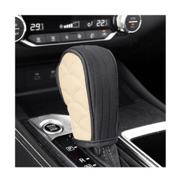 Imagem de BESULEN Capa de manípulo de mudança de marchas de carro, couro antiderrapante, respirável, automático, protetor de manete de câmbio, acessórios de decoração, universal para caminhão SUV Sedan (bege)